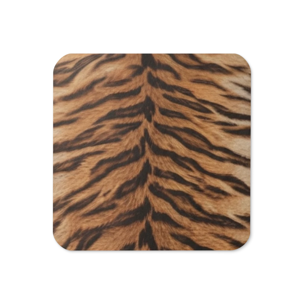 Neutral Tiger Print Cork-Back Coaster