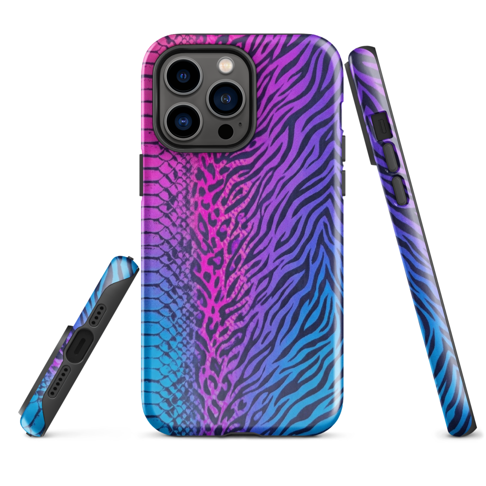 Pink & Blue Snake Skin Leopard & Zebra Print Tough Case for iPhone®