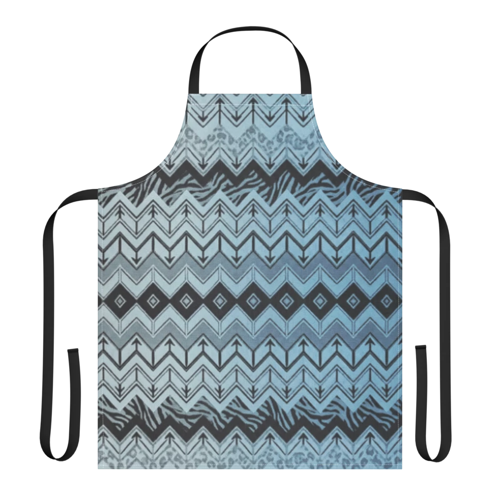 Blue Chevron Pattern Leopard & Zebra Print Strap Apron
