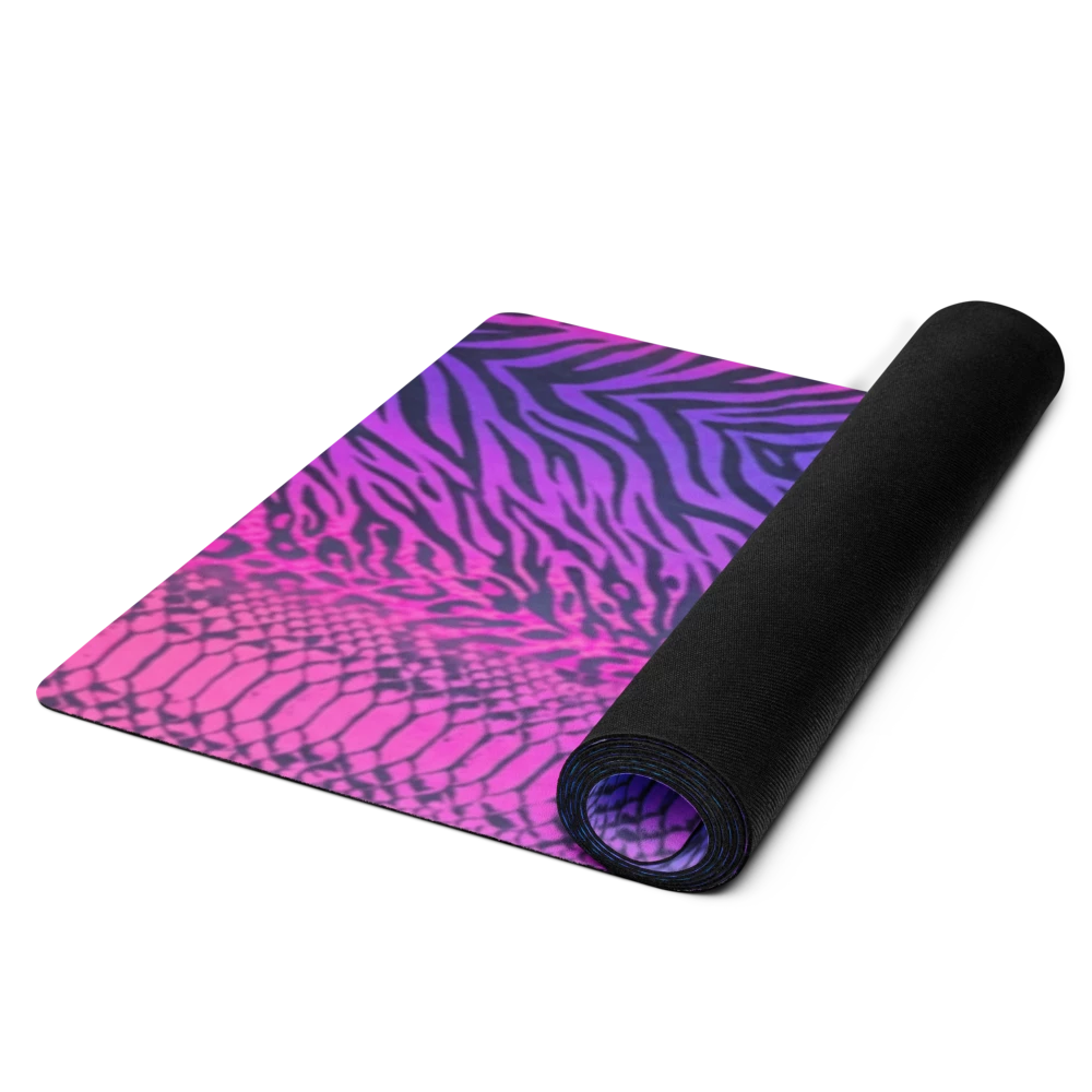 Neon Pink & Purple Snake Skin & Leopard Print Pilates Yoga Mat