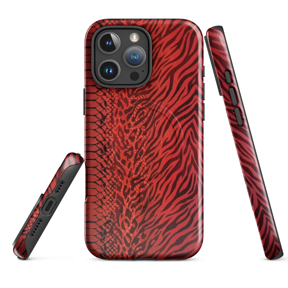 Red Zebra Snake & Leopard Print MagSafe Tough Case for iPhone®