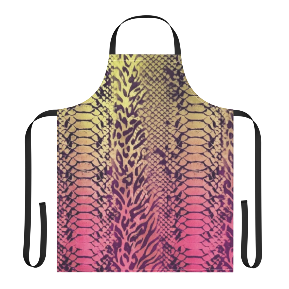 Yellow & Pink Snake Skin & Leopard Print Strap Apron