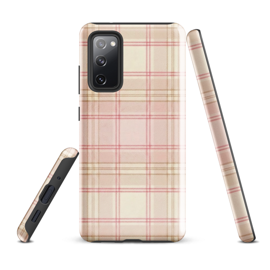 Pink & Cream Plaid Coquette Print Tough Case for Samsung