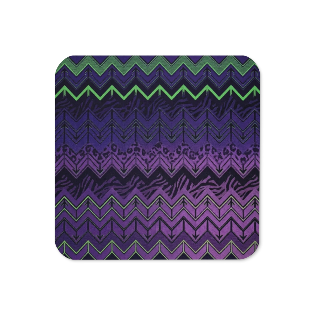 Halloween Edition Purple & Green Chevron Pattern Cork-Back Coaster