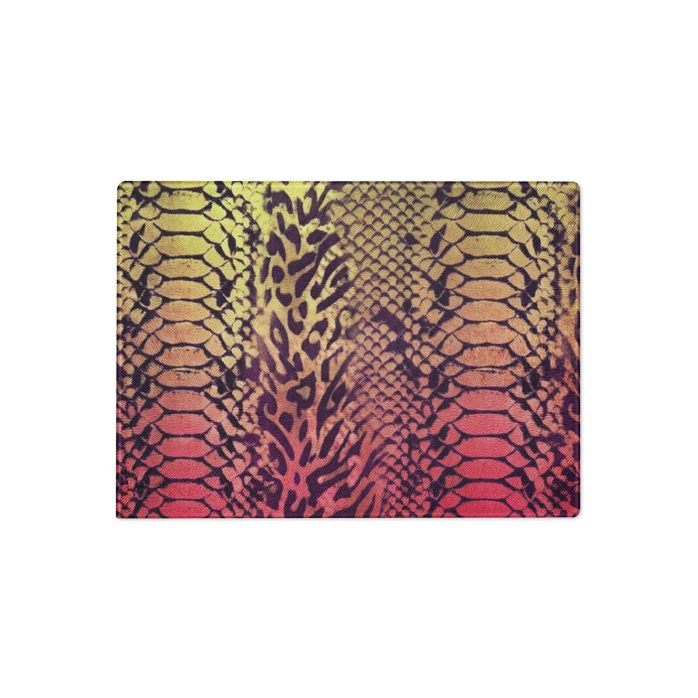 Yellow & Pink Snake Skin & Leopard Print Glass Cutting Board