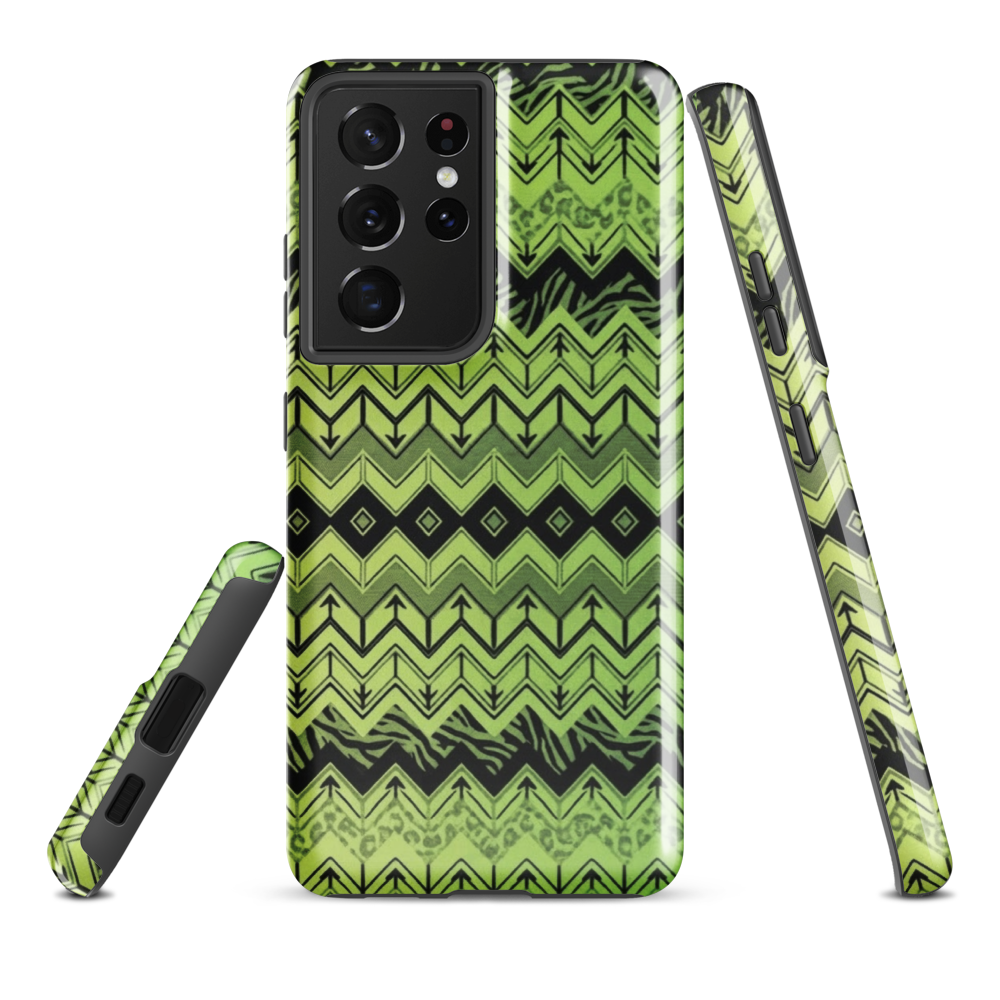 Lime Green Zebra & Leopard Print Chevron Tough Case for Samsung