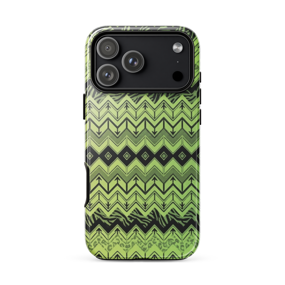 Lime Green Chevron Zebra & Leopard Print Tough Case for iPhone®
