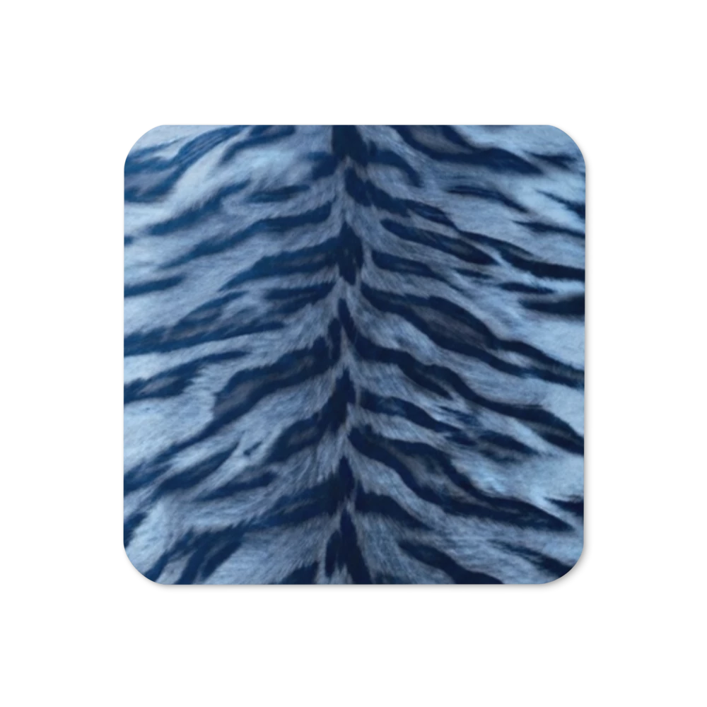 Blue Tiger Print Cork-Back Coaster