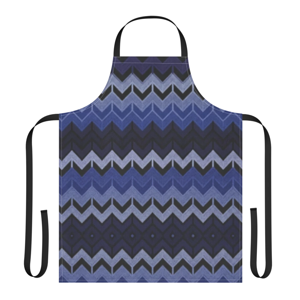 Blue Classic Chevron Pattern Strap Apron