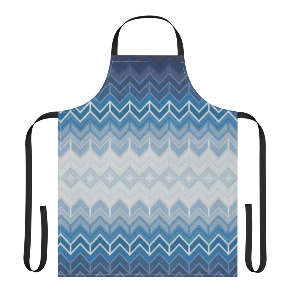 Blue Classic Chevron Pattern Strap Apron