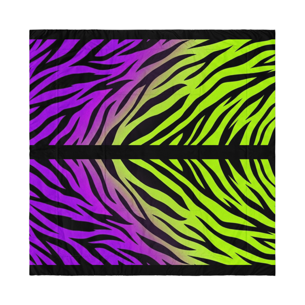 Zebra Print Neon Green and Purple Y2k inspired Comforter