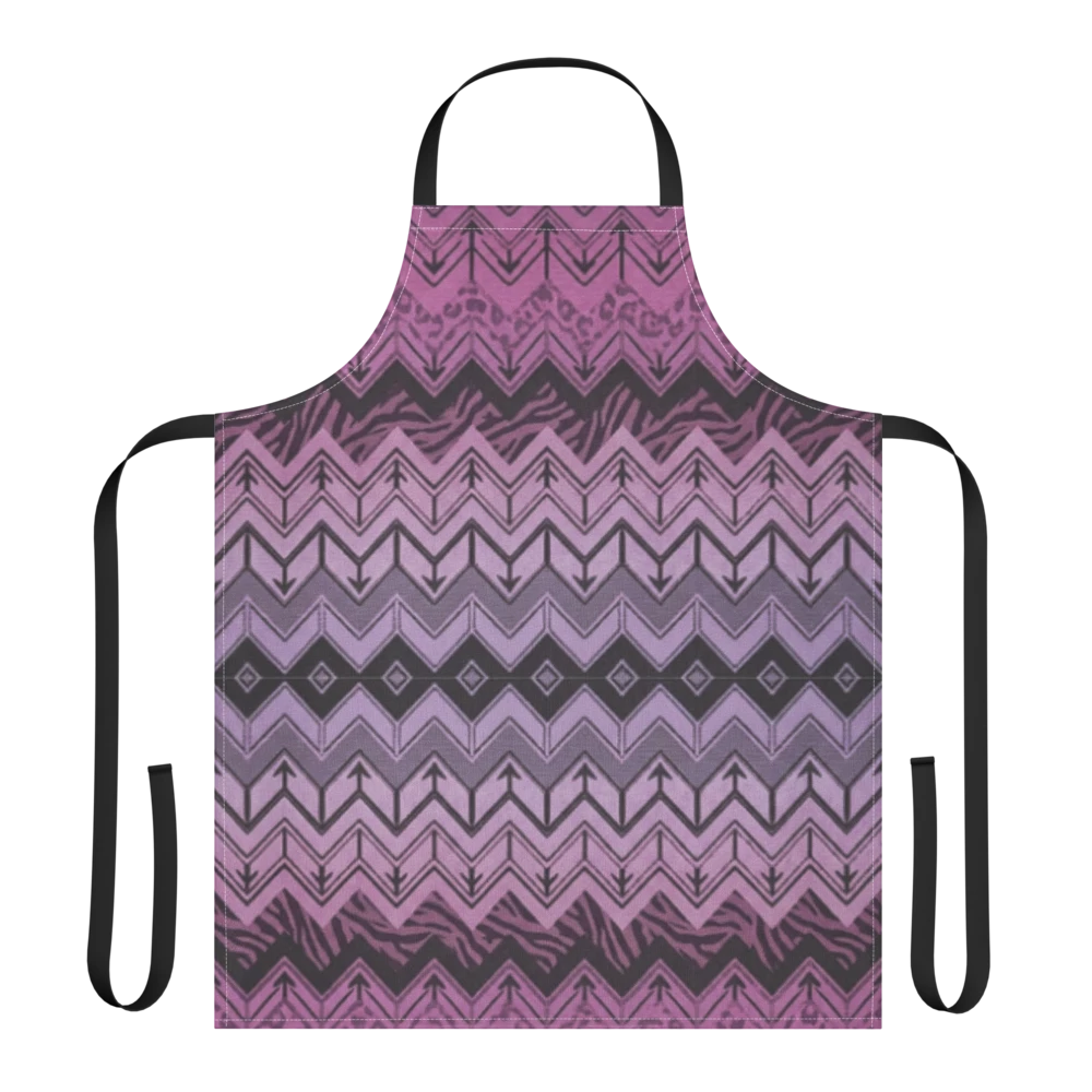 Purple Chevron Pattern Leopard & Zebra Print Strap Apron