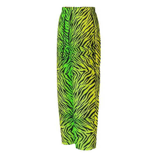 Green & Yellow Zebra Print Women's Pajama Pants
