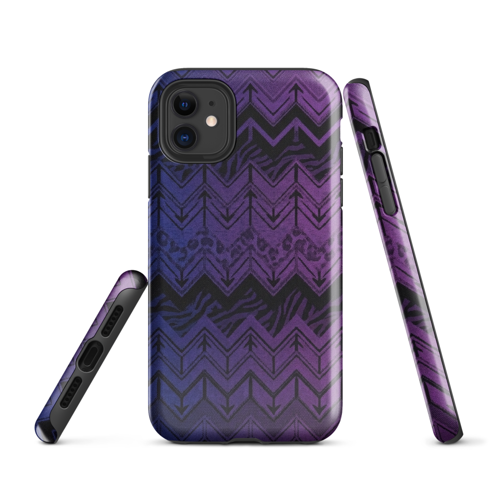 Purple to Blue Chevron Zebra & Leopard Print Tough Case for iPhone®