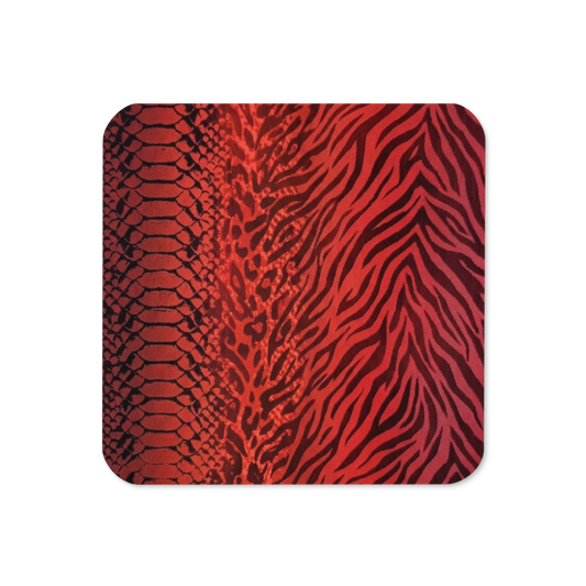 Red Snake Skin & Leopard Print Cork-Back Coaster