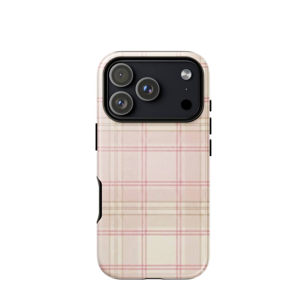 Pink & Cream Plaid Coquette Print Tough Case for iPhone®