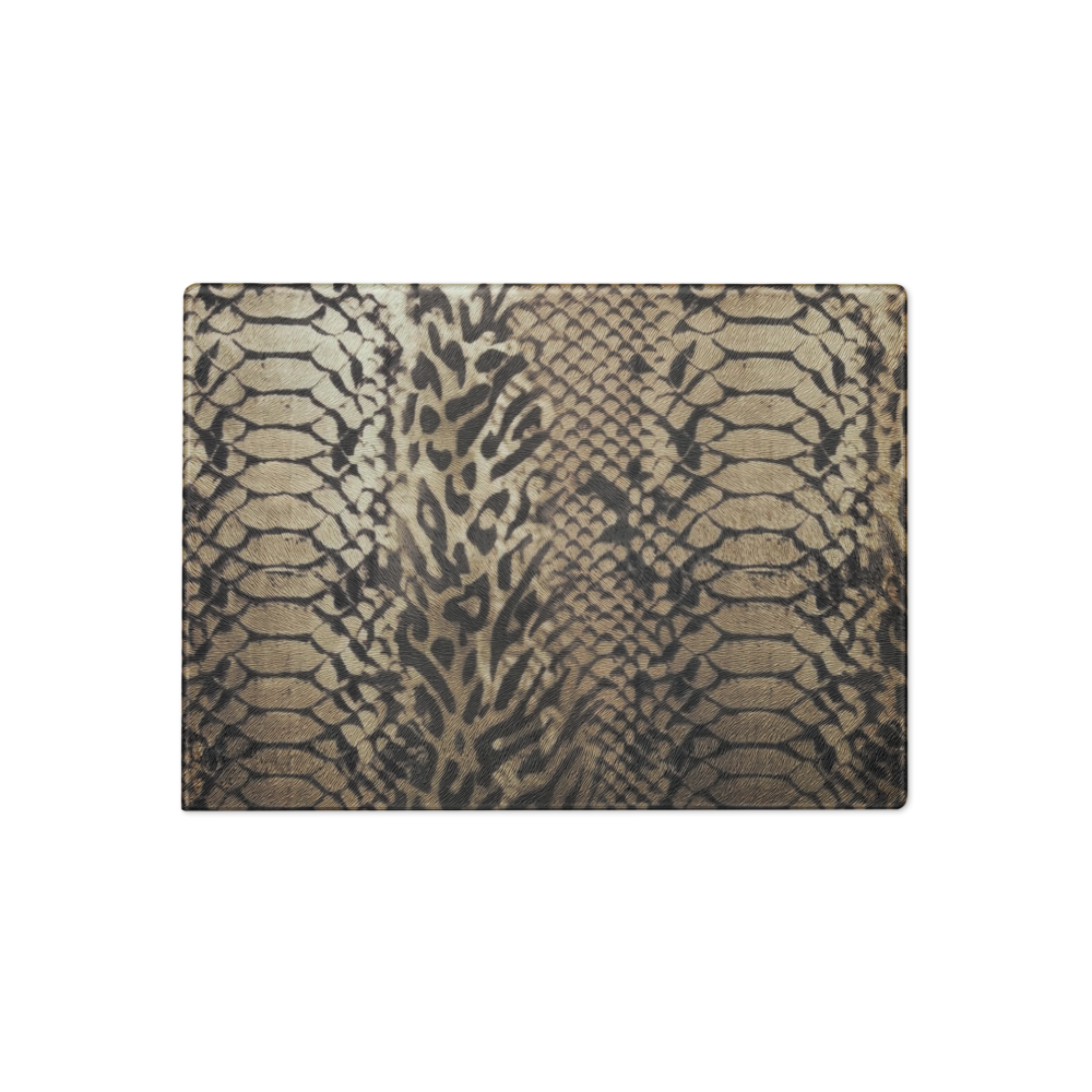 Neutral Snake Skin & Leopard Print Glass Cutting Board