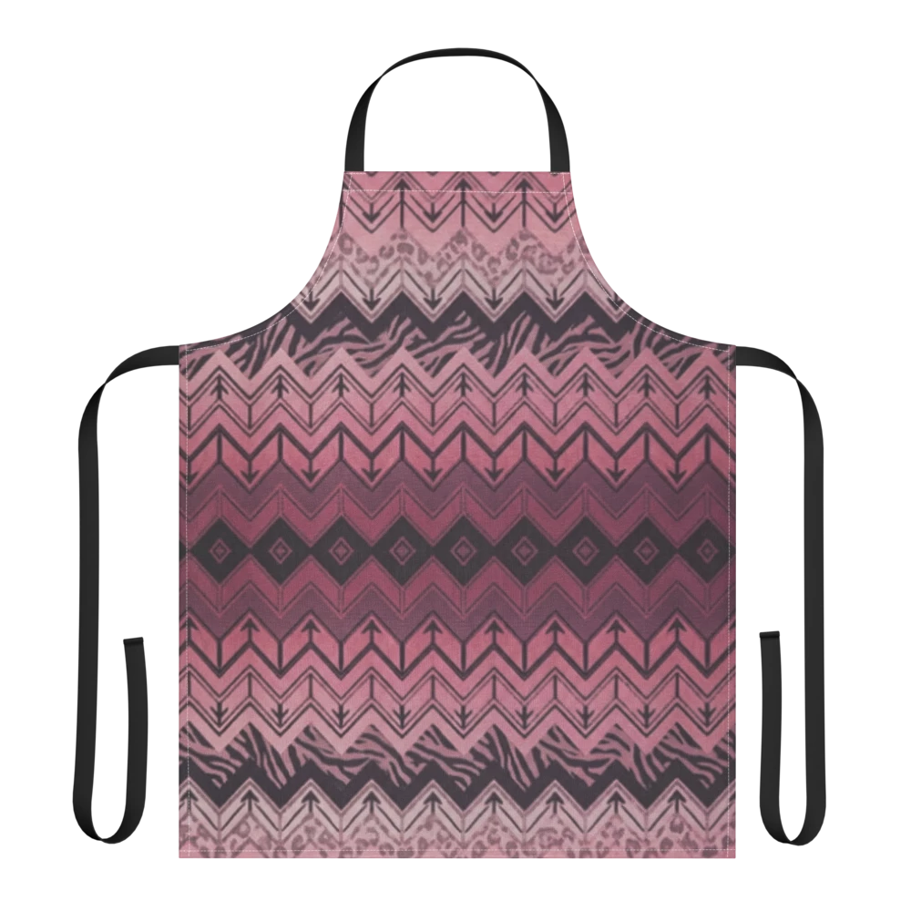 Pink Chevron Pattern Leopard & Zebra Print Strap Apron