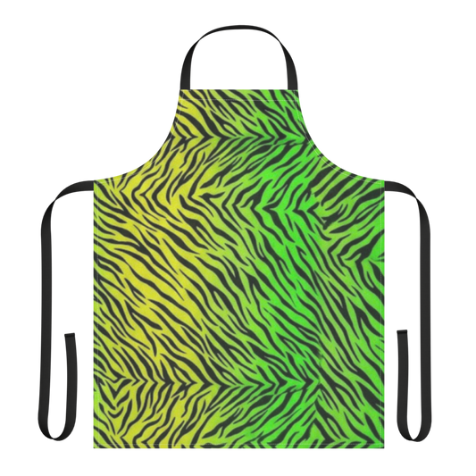 Neon Green and Yellow Zebra Print Strap Apron