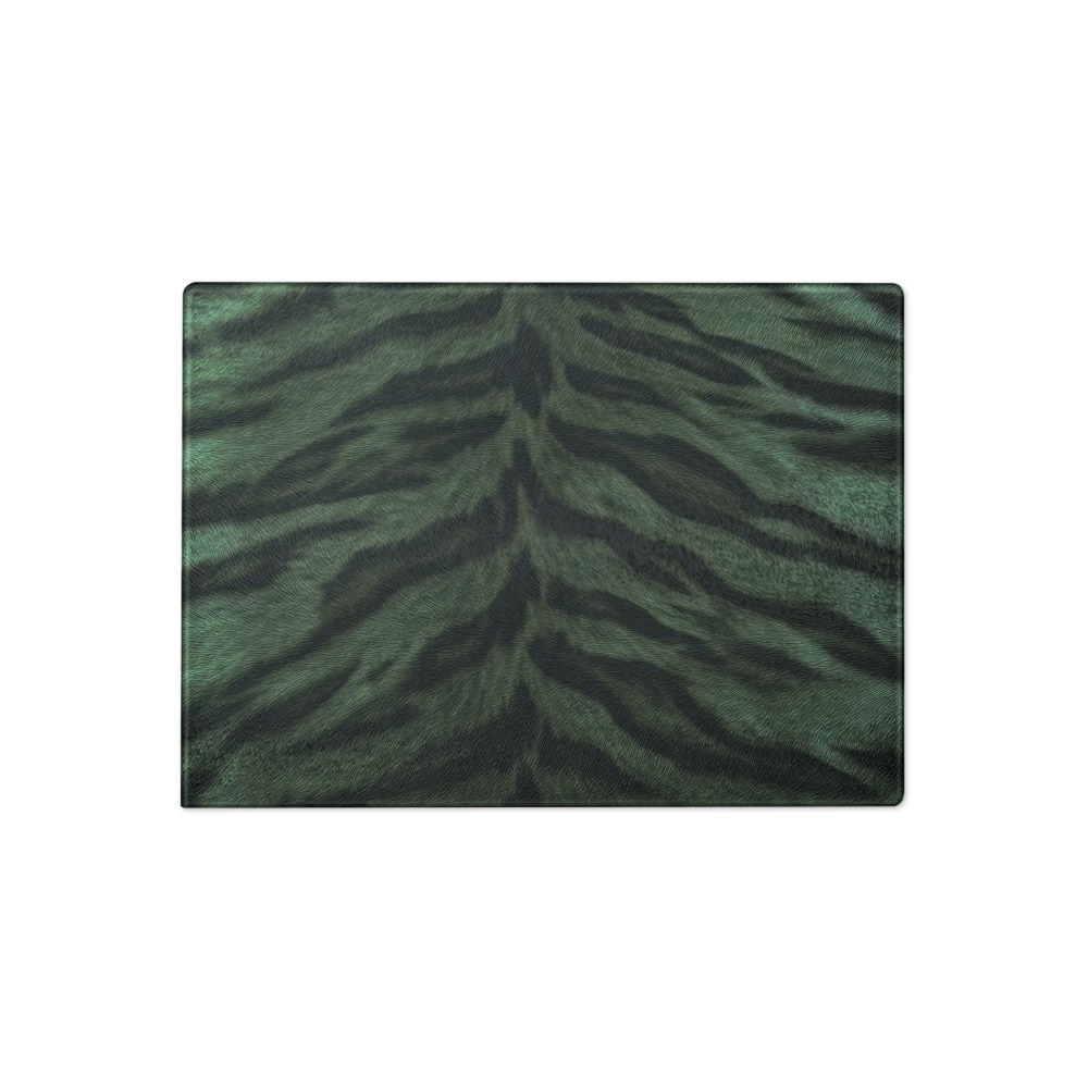 Green Tiger Print Glass Cutting Board