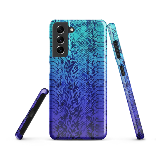 Vibrant Blue Snake & Leopard Print Snap Case for Samsung