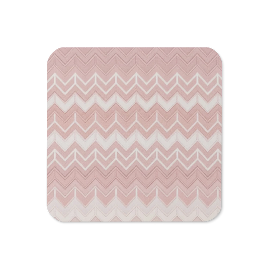 Pink & White Chevron Pattern Cork-Back Coaster