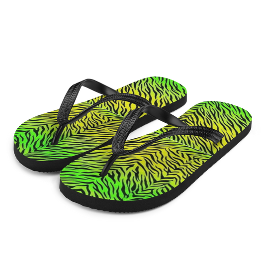 Neon Yellow and Green Zebra Print Sublimation Flip Flops