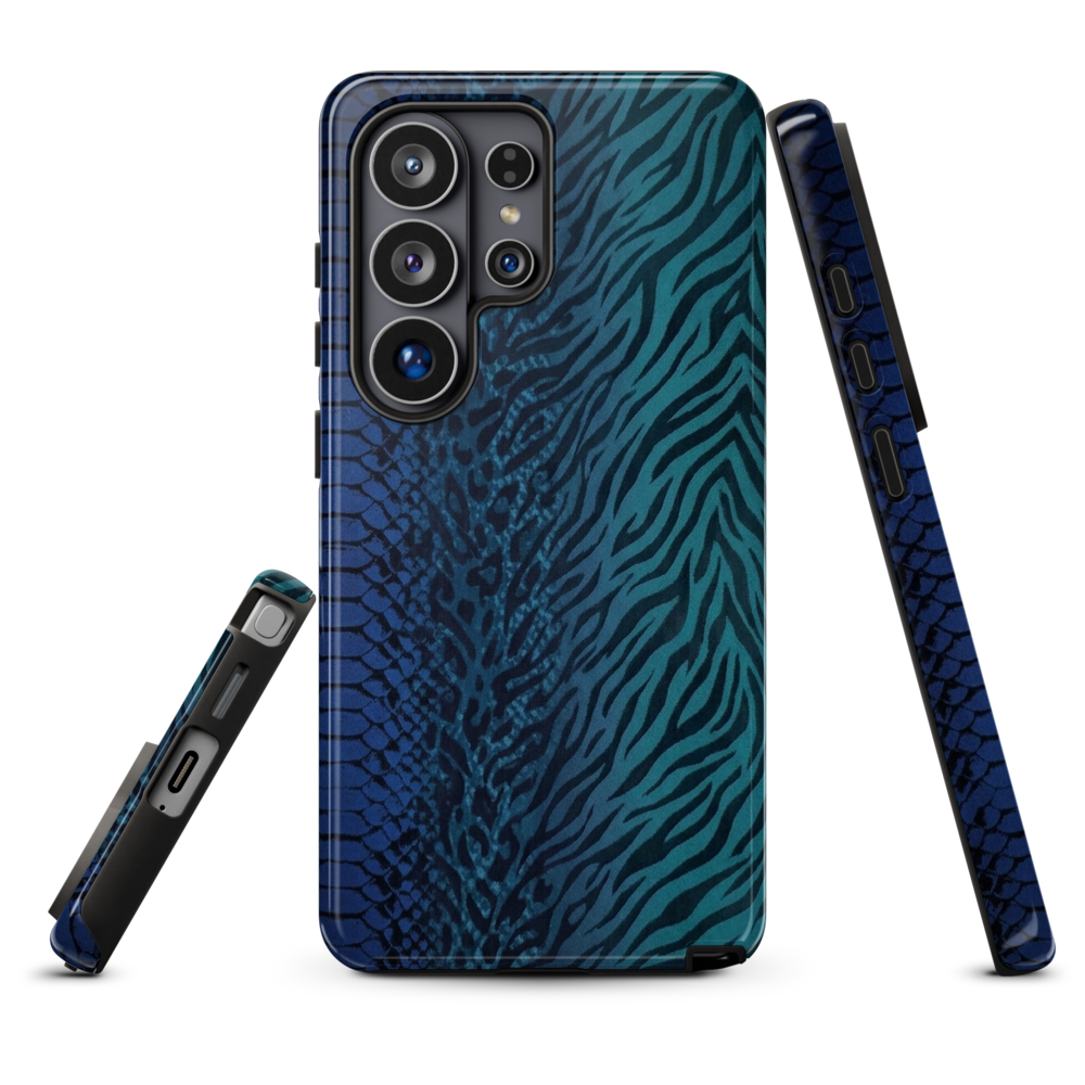 Blue & Teal Snake Skin Zebra & Leopard Print Tough Case for Samsung