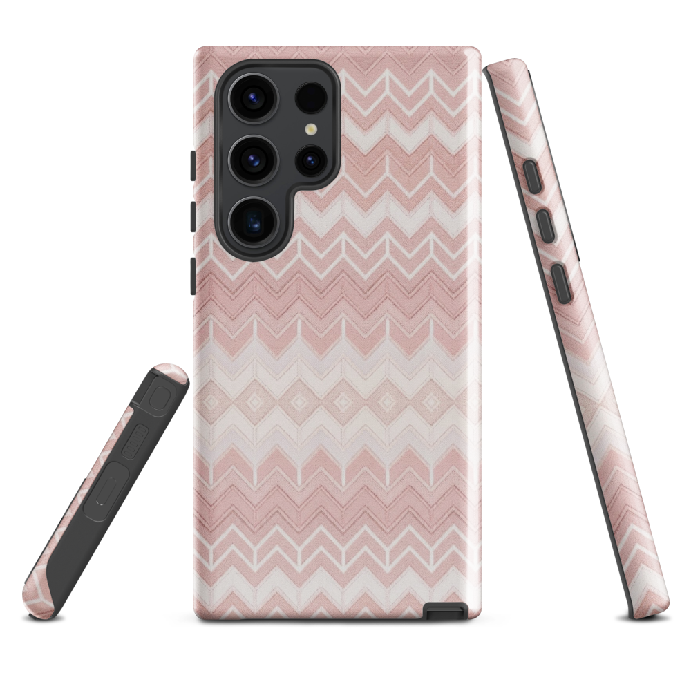 Classic Pink & White Chevron Tough Case for Samsung