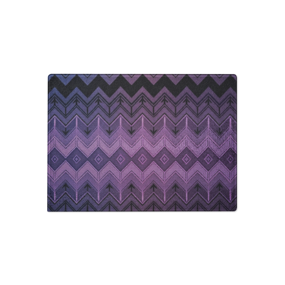 Purple & Blue Classic Chevron Pattern Glass Cutting & Charcuterie Board