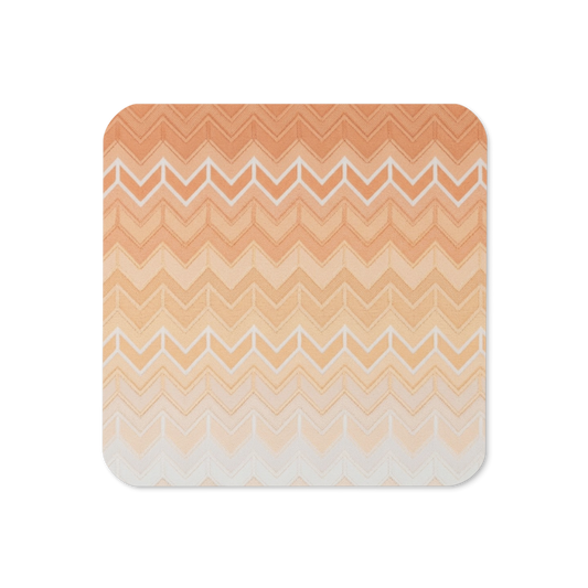 Orange Chevron Pattern Cork-Back Coaster