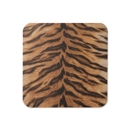 Neutral Tiger Print Cork-Back Coaster