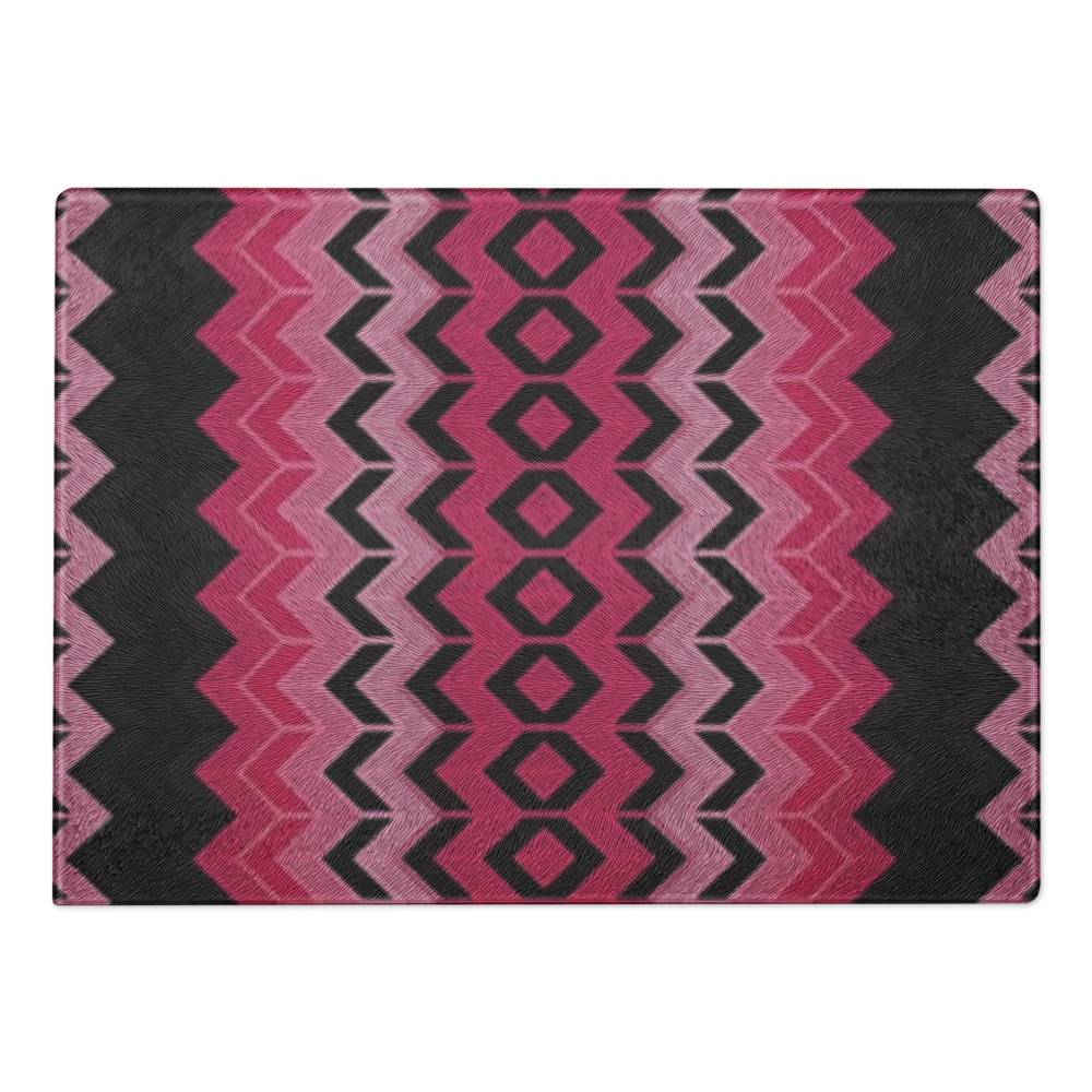 Classic Pink Chevron Pattern Glass Cutting & Charcuterie Board