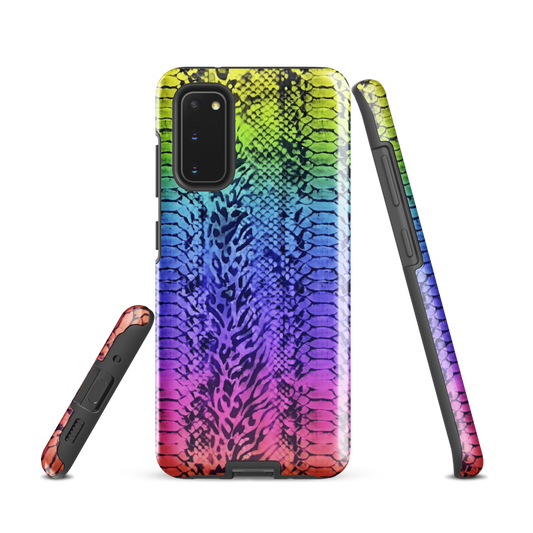 Vibrant Rainbow Snake Skin & Leopard Print Tough Case for Samsung