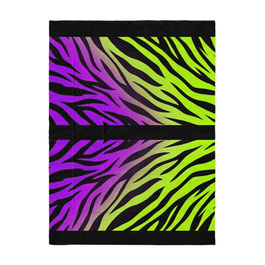 Zebra Print Neon Green and Purple Y2k inspired Comforter