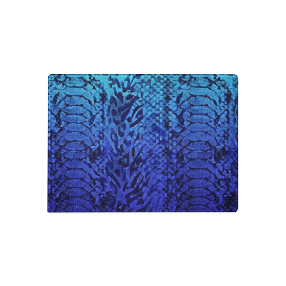 Blue Snake Skin & Leopard Print Glass Cutting Board