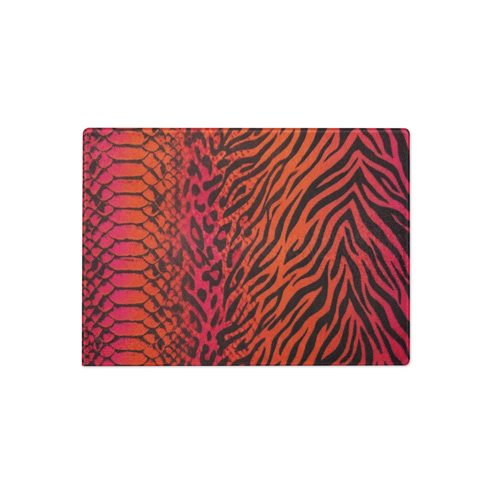 Sunset Orange & Pink Snake Skin & Leopard Print Glass Cutting & Charcuterie Board