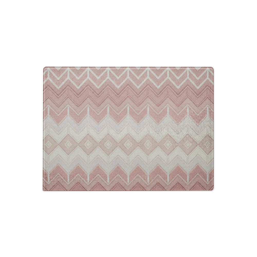 Pink & White Classic Chevron Pattern Glass Cutting Board