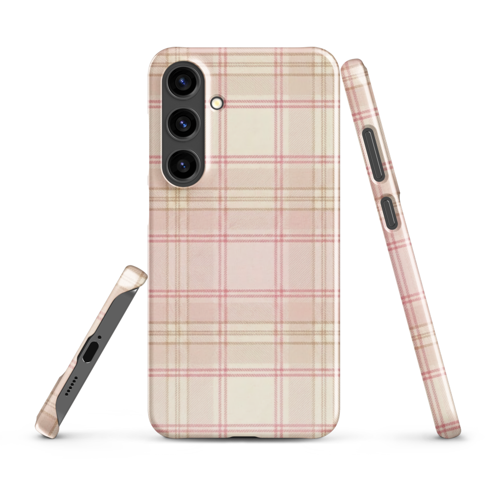 Pink & Cream Plaid Coquette Print Snap Case for Samsung