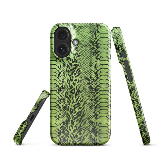 Green Snake Leopard & Zebra Print Snap Case for iPhone