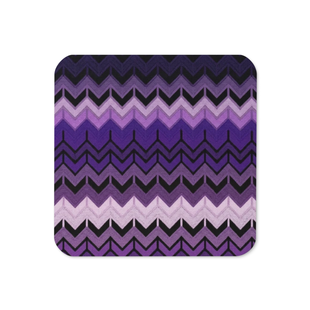 Purple Chevron Pattern Cork-Back Coaster