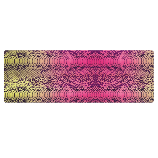 Yellow & Pink Snake Skin & Leopard Print Pilates Yoga Mat