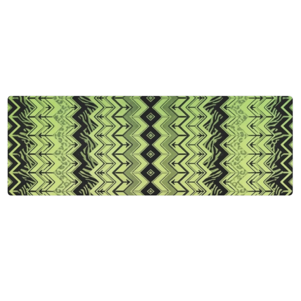 Lime Green & Black Chevron Pattern Zebra & Leopard Print Yoga Mat
