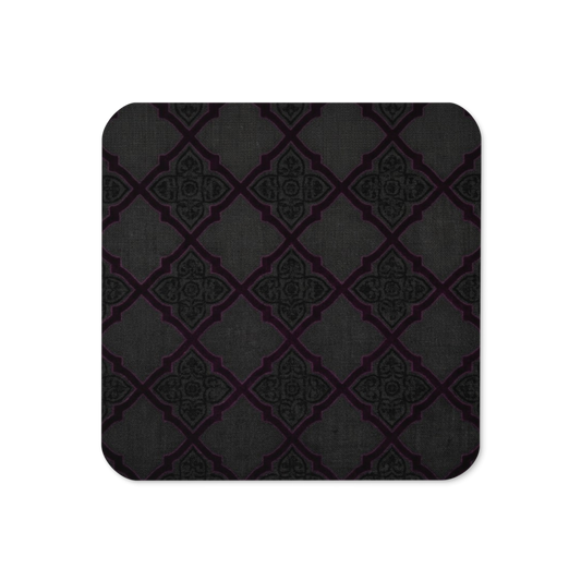 Black Detailed Cork-Back Coaster