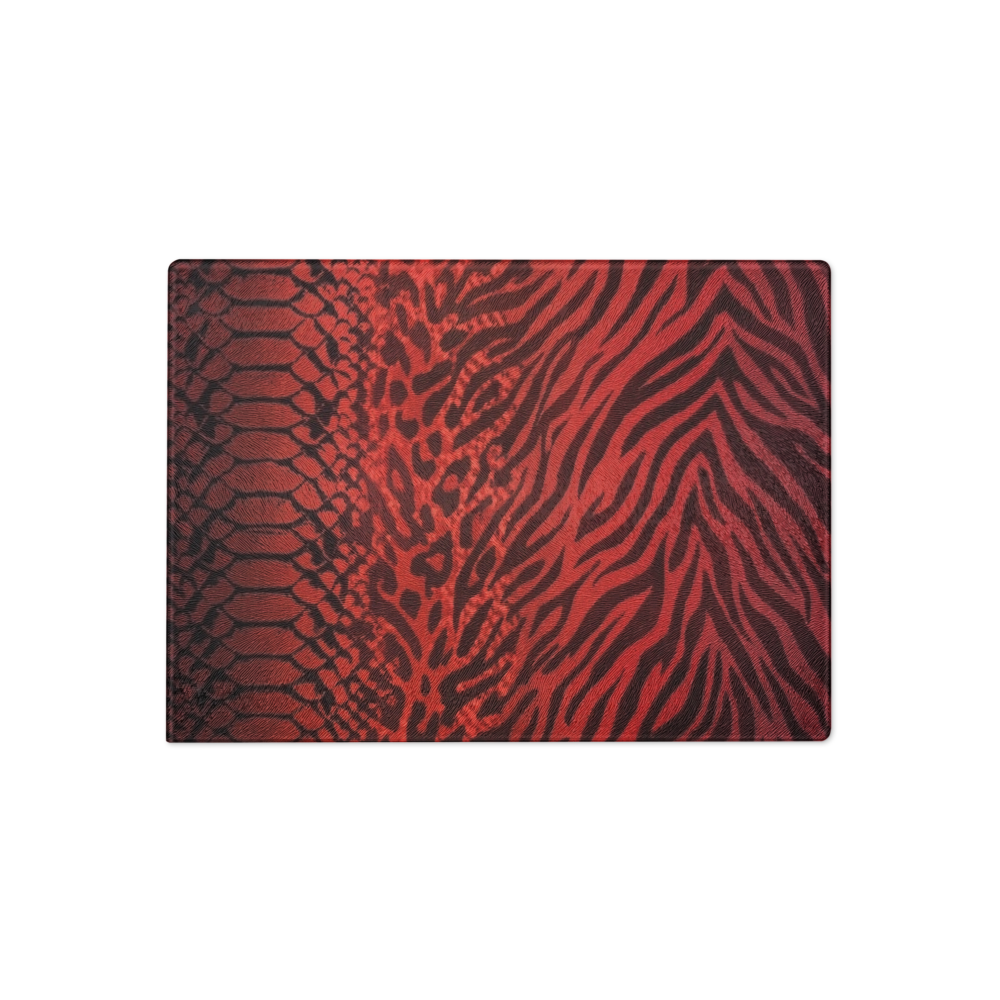 Red Zebra & Leopard Print Glass Cutting Board