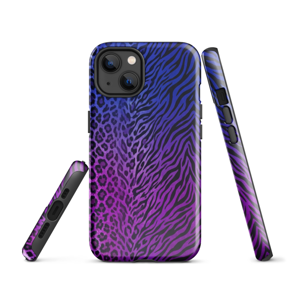 Purple to Blue Zebra & Leopard Print Tough Case for iPhone®
