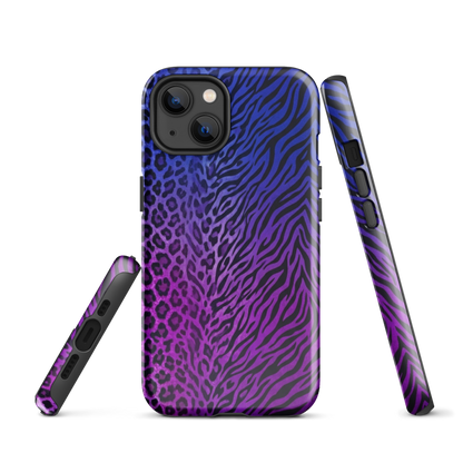Purple to Blue Zebra & Leopard Print Tough Case for iPhone®