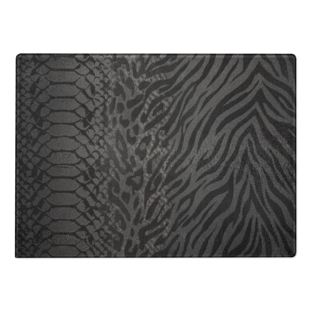 Gray & Black Zebra & Leopard Print Glass Cutting Board