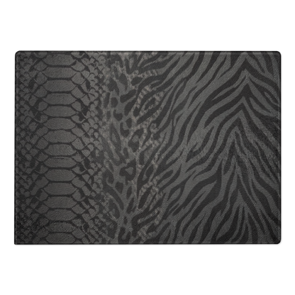 Gray & Black Zebra & Leopard Print Glass Cutting Board