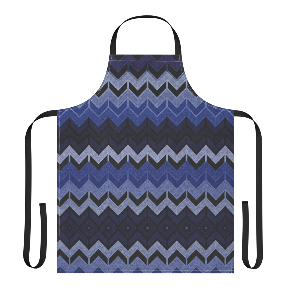 Blue Classic Chevron Pattern Strap Apron